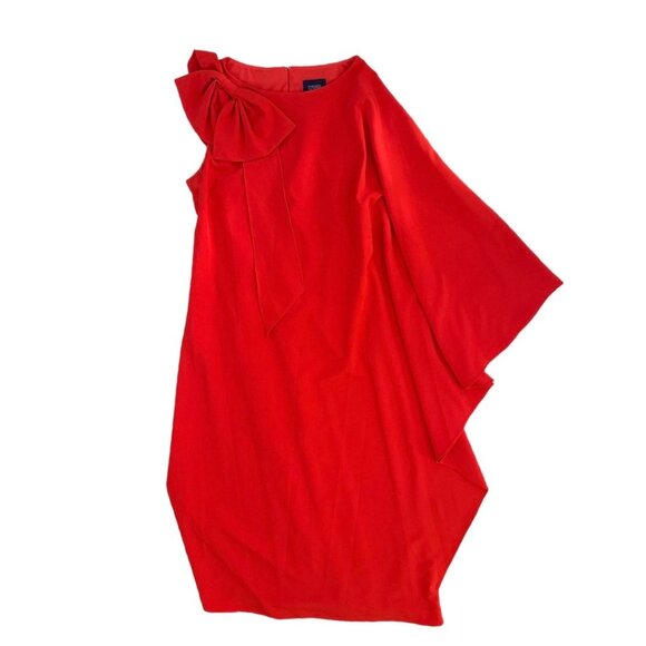 Marchesa Notte bright red Bow embellished draped crepe gown size 12 - Picture 2 of 5